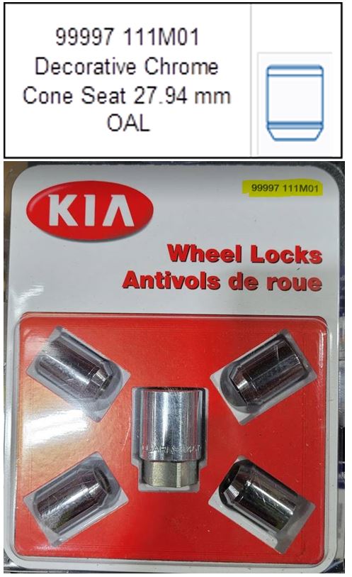 Kia Wheel Locks - Most Kia Models (See Description) 99997111M01