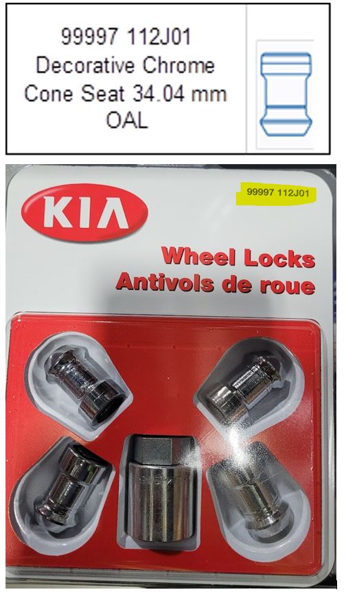 Kia Wheel Locks - Sorento, Sportage, K5, Optima 99997112J01